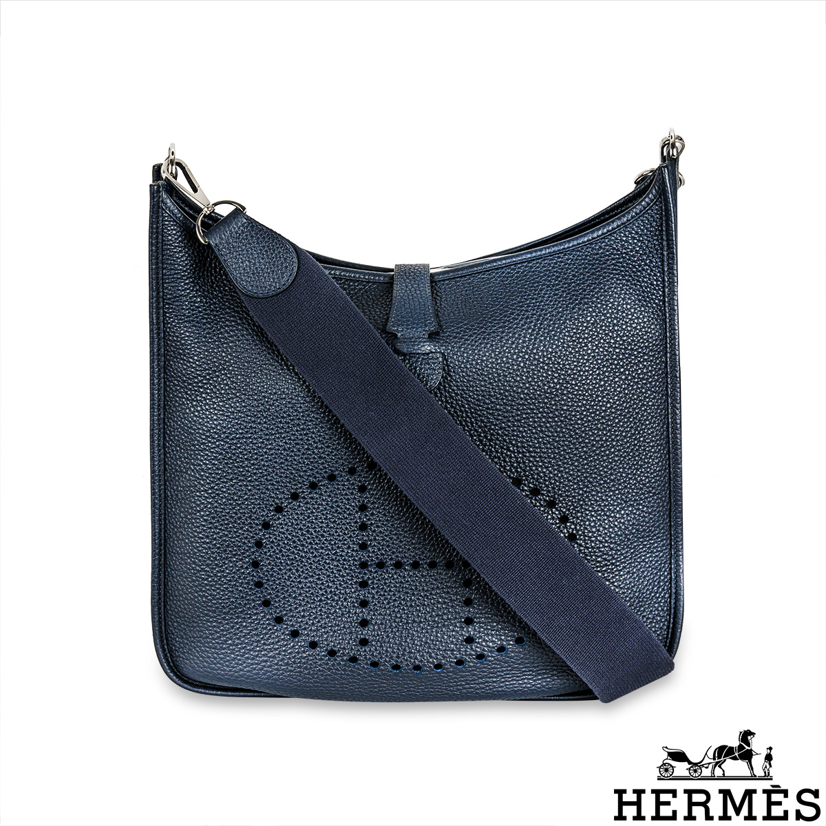 Hermes Evelyne Taurillon Clemence e Strap Palladium TPM Noir in  Taurillon Clemence Leather with Palladium - US